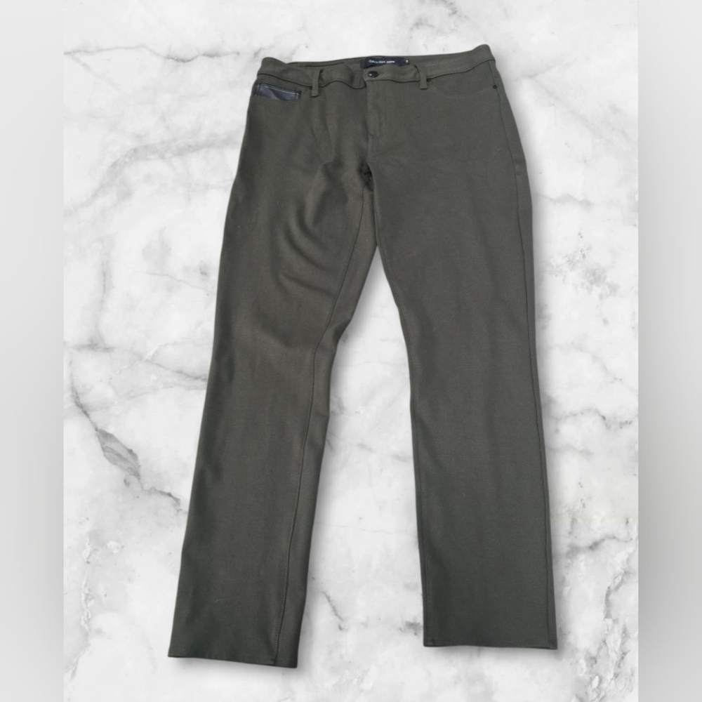 Women Olive Green Soft Stretch Fit Pant (Size: 12)